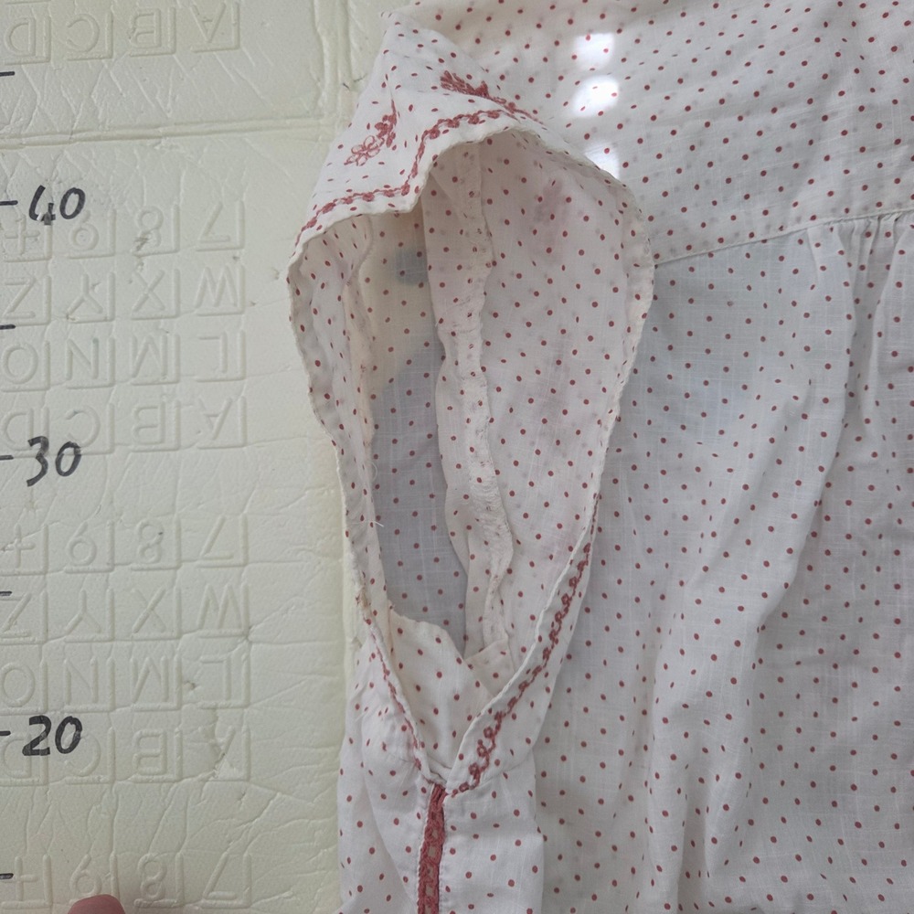 Maeve Anthropologie White Red Polka Dot Embroidered Cotton Top XL Sleeveless - Picture 10 of 10